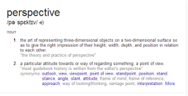 The definition of 'perspective' as generated by Google.